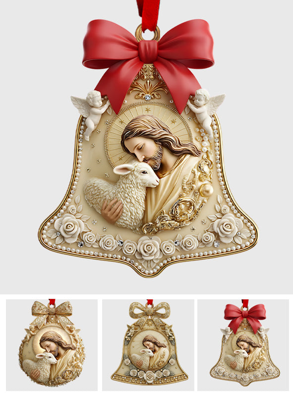 Christmas Jesus & Lamb Devotional Ornament - Intricate Holy Family Keepsake for Christian Home & Gifting - Personalized Christian Ornament