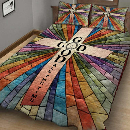 God Is Good All The Time Printed Quilt Bed Set