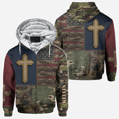 American Flag Cross Faith All Over Print Hoodie - Personalized Christian All Over Shirt