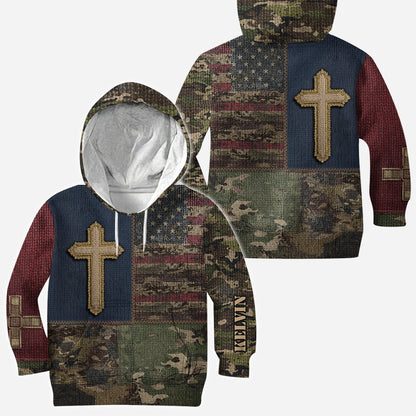 American Flag Cross Faith All Over Print Hoodie - Personalized Christian All Over Shirt