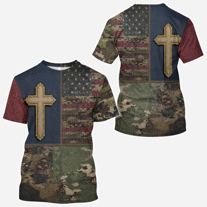 American Flag Cross Faith All Over Print Hoodie - Personalized Christian All Over Shirt