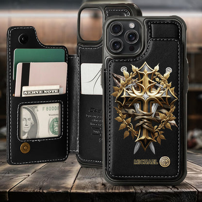 Festive Intricate Patriotic Christian Emblem - Personalized Christian Wallet Phone Case
