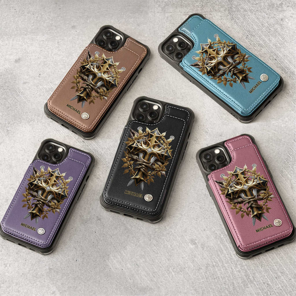 Festive Intricate Patriotic Christian Emblem - Personalized Christian Wallet Phone Case