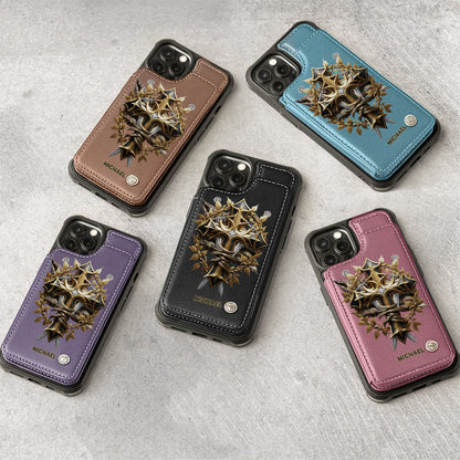Festive Intricate Patriotic Christian Emblem - Personalized Christian Wallet Phone Case
