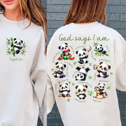 God Says I Am - Personalized Panda Lover All Over Shirt