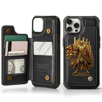 Christmas Gift Golden Templar Knight - Personalized Christian Wallet Phone Case