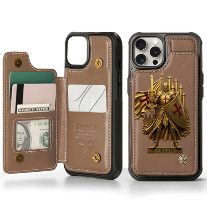 Christmas Gift Golden Templar Knight - Personalized Christian Wallet Phone Case