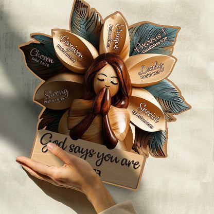 God Says You Are - Personalized Christian Custom Shaped Wood Plaque