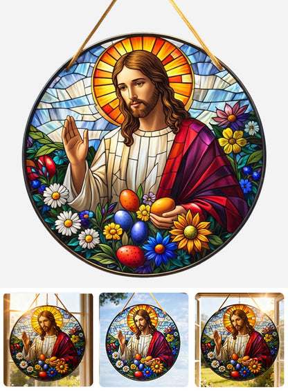 Easter Blessings - Christian Window Hanging Suncatcher Ornament