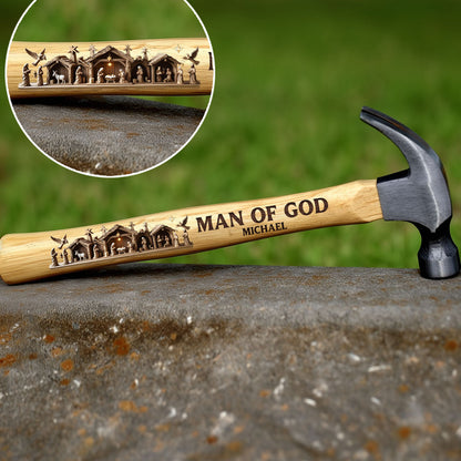 Man Of God Nativity Scene - Personalized Christian Wooden Hammer