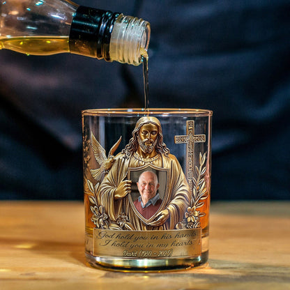 Always In The Arms Of God - Personalized Memorial Whiskey Glass