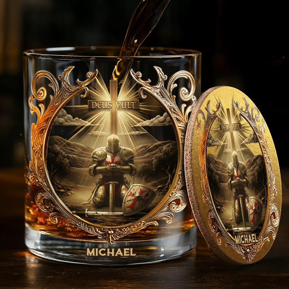 Deus vult - Personalized Christian Whiskey Glass