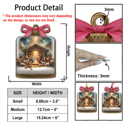 Christmas Nativity Scene Glass Ornament | Luminous Holy Family Keepsake for Families & Collectors - Christian Ornament