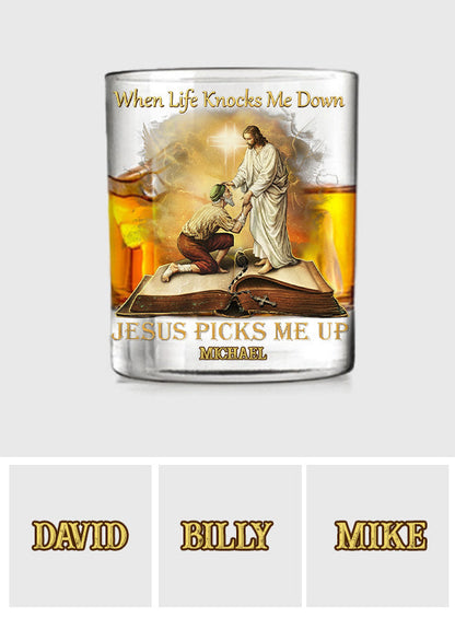 When Life Knocks Me Down - Personalized Christian Whiskey Glass