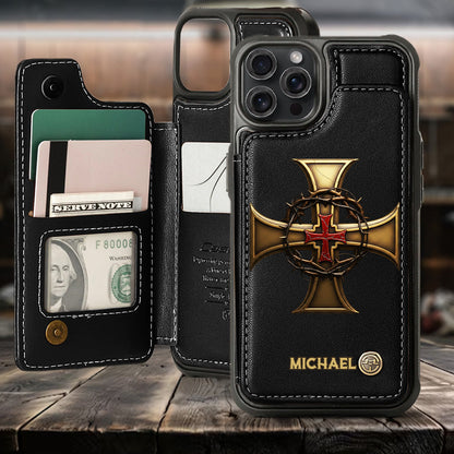 Christmas Golden Cross Crown of Thorns - Personalized Christian Wallet Phone Case