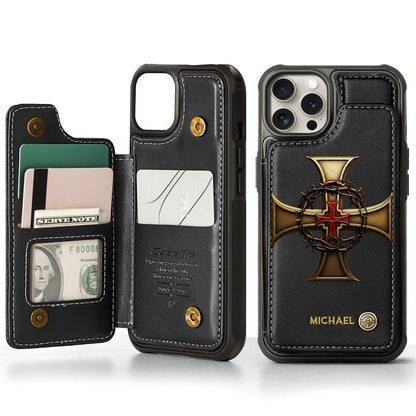 Christmas Golden Cross Crown of Thorns - Personalized Christian Wallet Phone Case