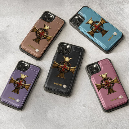 Christmas Golden Cross Crown of Thorns - Personalized Christian Wallet Phone Case