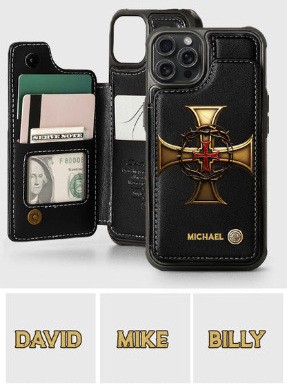 Christmas Golden Cross Crown of Thorns - Personalized Christian Wallet Phone Case