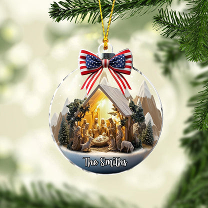 Nativity Scene Jesus - Personalized Christian Ornament