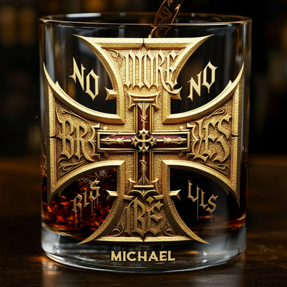 Medieval Cross Detailed Gothic Style, Declaring Unwavering Principles Perfect Christmas - Personalized Christian Whiskey Glass