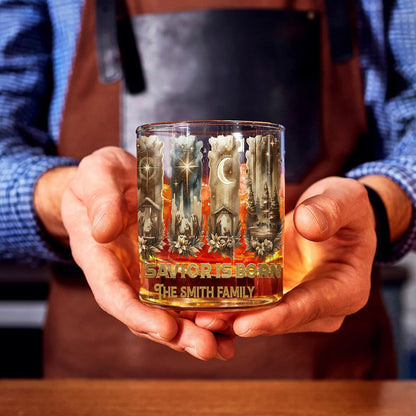 Merry Christmas "A Savior Is Born" Sublimation Whiskey Glass - Inspiring Nativity Scene Spiritual Gift for Christian Men - Personalized Christian Whiskey Glass