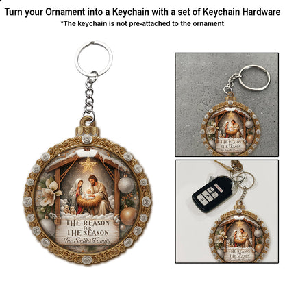 The Reason for the Season" Christmas Ornament - Detailed Nativity Scene Art - Heirloom Christian Decor for Believers - Personalized Christian Ornament