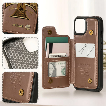 Medieval Cross Detailed Gothic Style - Personalized Christian Wallet Phone Case