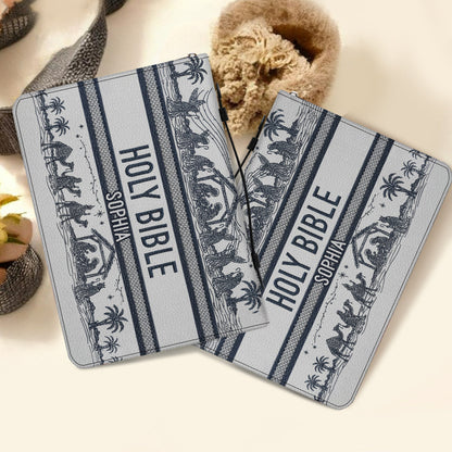 Nativity Scene - Personalized Christian Leather Bible Cover Bag