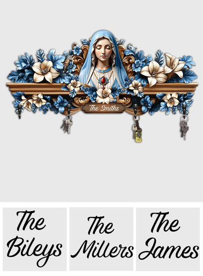 You're Forever Protected By Mary - Personalized Christian Custom Shaped Key Rack