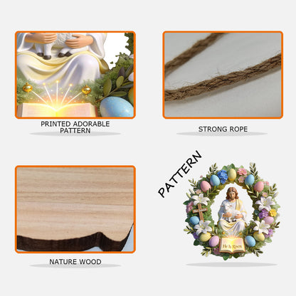 He Is Risen - Personalized Christian Custom Shaped Wood Sign