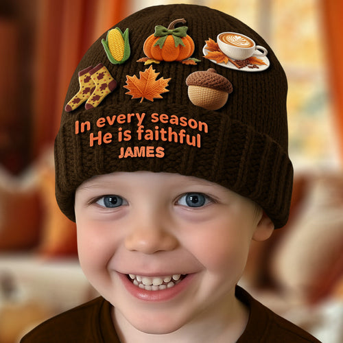 In every season He is faithful - Personalized Christian Beanie Hat