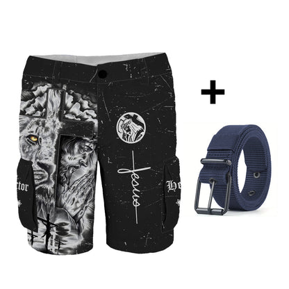 Love Jesus - Personalized Christian Cargo Shorts With Belt