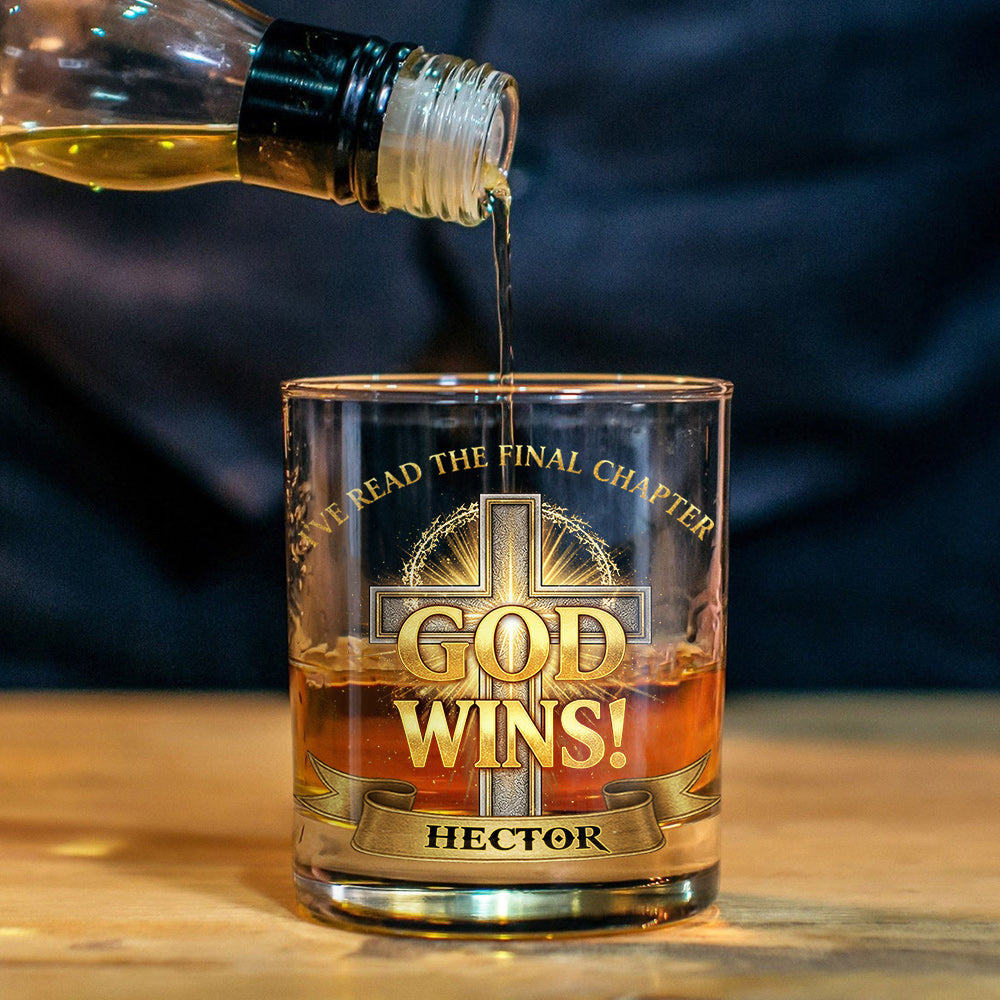 God Wins - Personalized Christian Whiskey Glass
