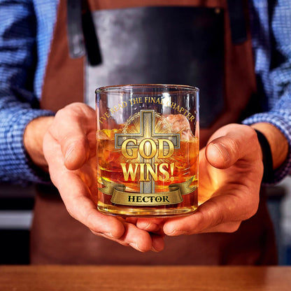 God Wins - Personalized Christian Whiskey Glass