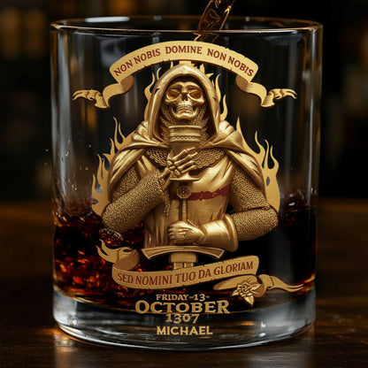 Non nobis Domine, non nobis, sed nomini tuo da gloriam - Personalized Christian Whiskey Glass