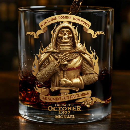 Non nobis Domine, non nobis, sed nomini tuo da gloriam - Personalized Christian Whiskey Glass