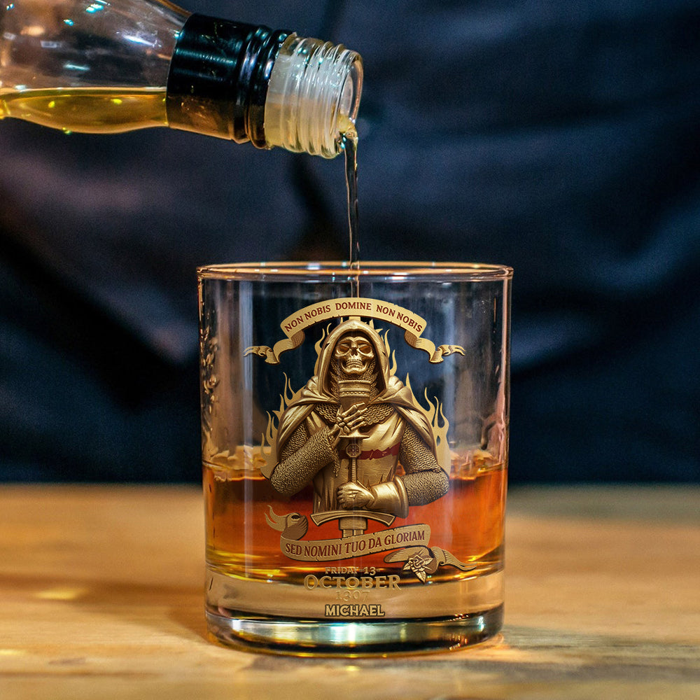 Non nobis Domine, non nobis, sed nomini tuo da gloriam - Personalized Christian Whiskey Glass