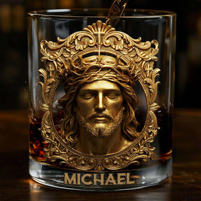 Jesus Christ King Of Kings Lord of Lords - Personalized Christian Whiskey Glass