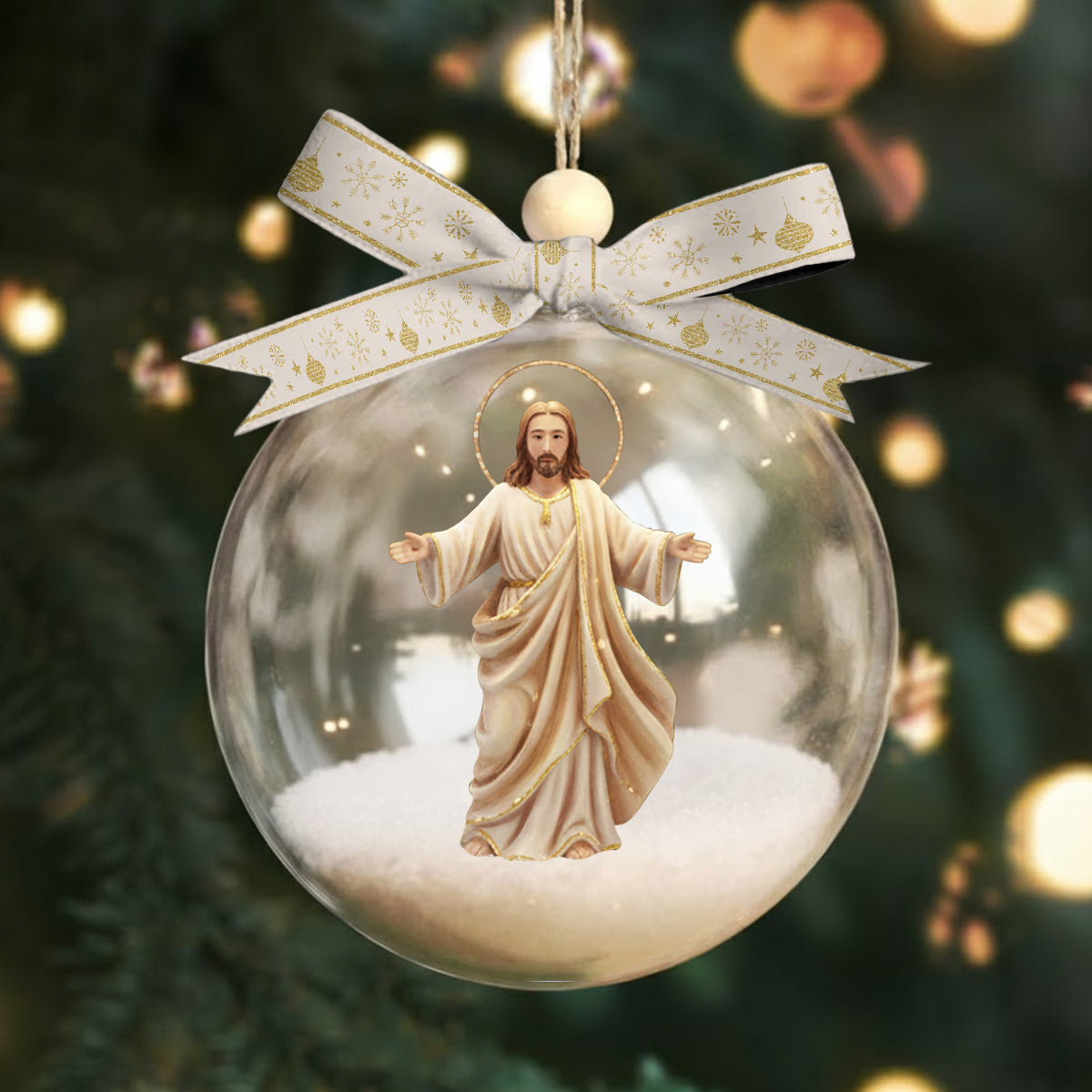 Be Still And Know That I Am God - Personalized Christian Snow Globe Ornament With Bow