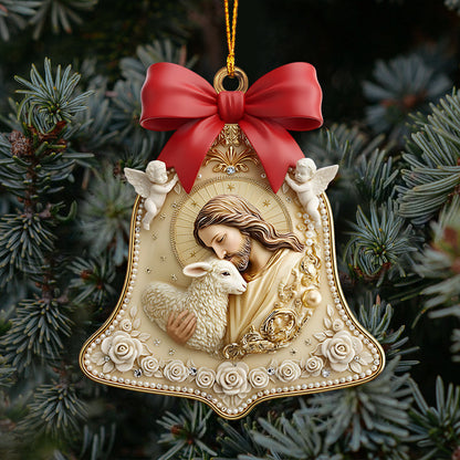 Christmas Jesus & Lamb Devotional Ornament - Intricate Holy Family Keepsake for Christian Home & Gifting - Personalized Christian Ornament