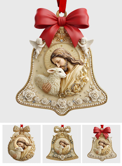 Christmas Jesus & Lamb Devotional Ornament - Intricate Holy Family Keepsake for Christian Home & Gifting - Personalized Christian Ornament