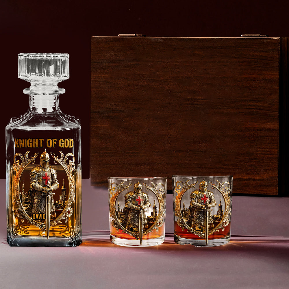 Knight Of God - Personalized Christian Whiskey Decanter Set