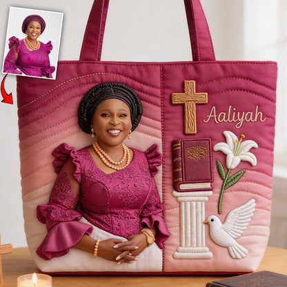 Custom Any Photo Believe - Personalized Christian Quilted Tote Bag