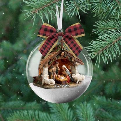 In God We Trust - Personalized Christian Snow Globe Ornament With Bow