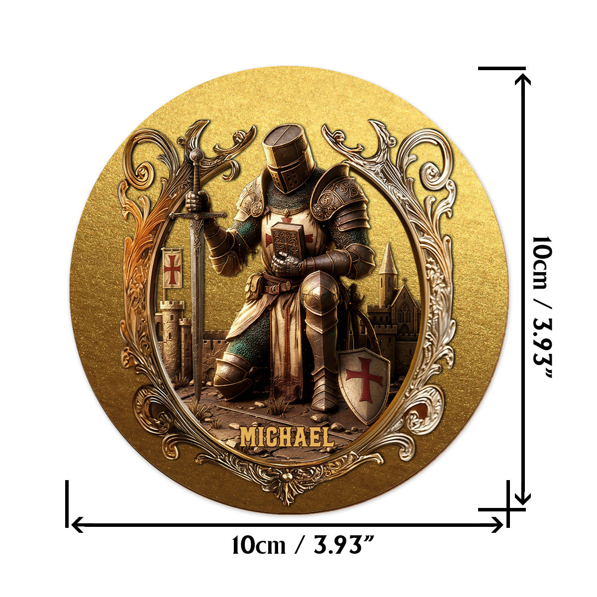 Kneeling Crusader Knight With Sword & Bible - Personalized Christian Whiskey Glass