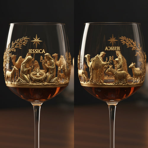 The Holy Night - Personalized Christian Wine Glass With Long Stem