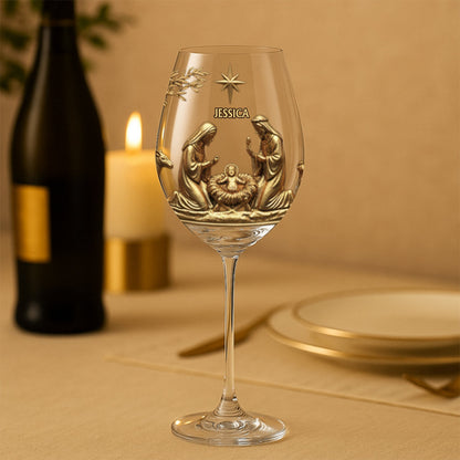 The Holy Night - Personalized Christian Wine Glass With Long Stem