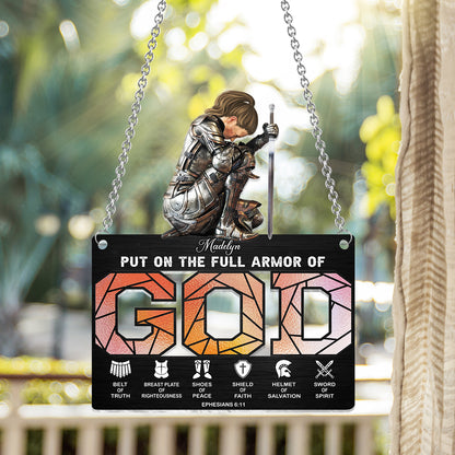 Warrior of God - Personalized Christian Window Hanging Suncatcher Ornament