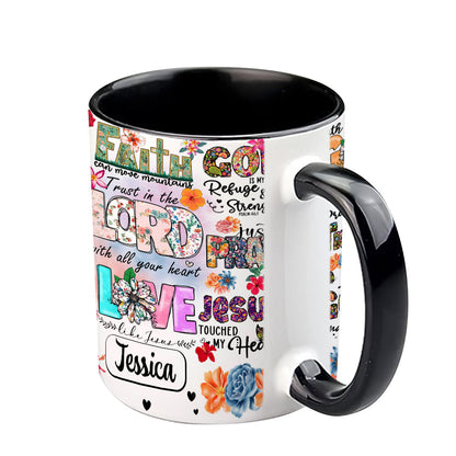 Pray Wait Trust - Personalized Christian Accent Mug