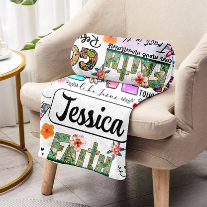 Pray Wait Trust - Personalized Christian Blanket